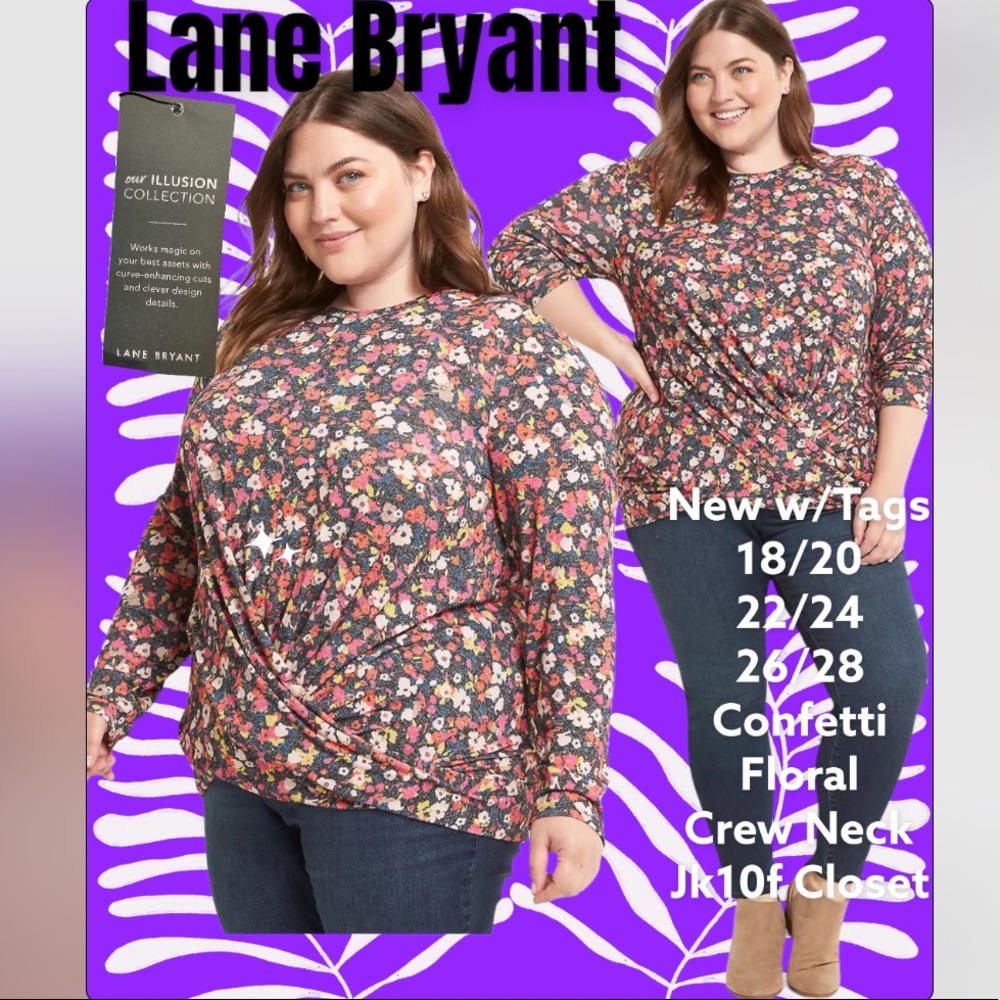 LOWEST🌺 NWT LANE BRYANT 14/16 CONFETTI COLORFUL FLORAL TOP